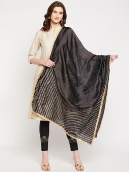 Clora Creation - Black Gotta Patti Sequined Silk Blend Dupatta