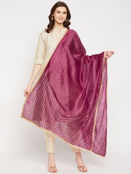 Clora Creation - Wine Gotta Patti Sequined Silk Blend Dupatta