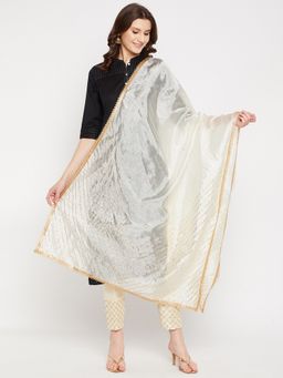 Clora Creation - Cream Gotta Patti Sequined Silk Blend Dupatta