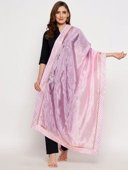 Clora Creation - Baby Pink Mirror Work Silk Blend Dupatta