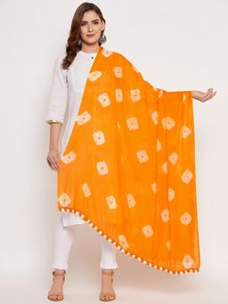 Clora Creation - Yellow Printed Tie and Dye Cotton Dupatta