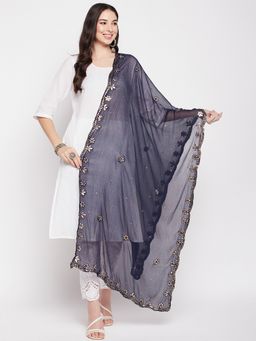 Clora Creation - Navy Blue Gota Chiffon Dupatta