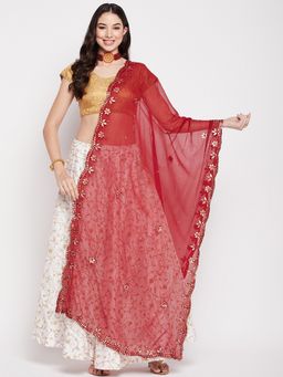 Clora Creation - Maroon Gota Chiffon Dupatta