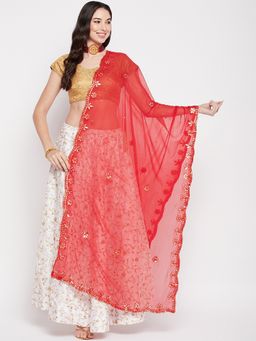 Clora Creation - Red Chiffon Dupatta