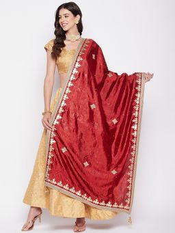 Clora Creation - Maroon Gotta Silk Blend Dupatta