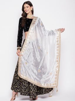 Clora Creation - White Gotta Patti Silk Blend Dupatta