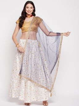 Clora Creation - Navy Blue Embellished Net Dupatta