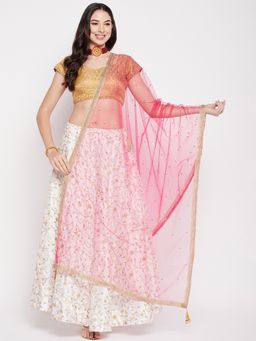 Clora Creation - Magenta Embellished Net Dupatta