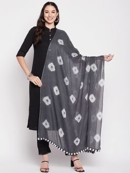 Clora Creation - Grey Cotton Tie and Dye Dupatta