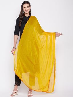 Clora Creation - Mustard Sequined Chiffon Dupatta