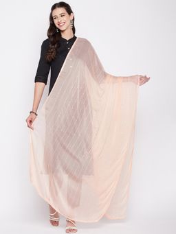 Clora Creation - Peach Sequined Chiffon Dupatta