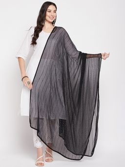 Clora Creation - Black Embroidered Chiffon Dupatta