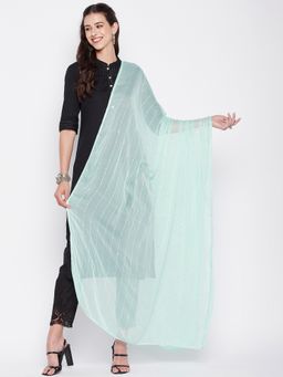 Clora Creation - Sea Green Embroidered Chiffon Dupatta