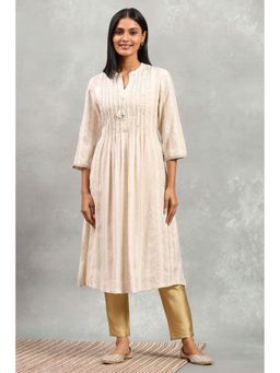Rangriti - Women Beige Cotton Straight Kurta