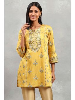 Rangriti - Women Yellow Straight Viscose Blend Kurti