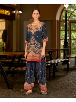 MOJILAA - Women Blue Pure Crepe Co-Ord Set