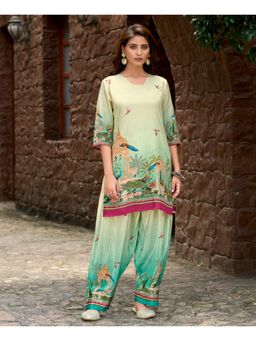 MOJILAA - Women Green Pure Crepe Co-Ord Set