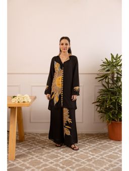 Nehamta - Women Black Rayon Straight Cut Kurta with Palazzo