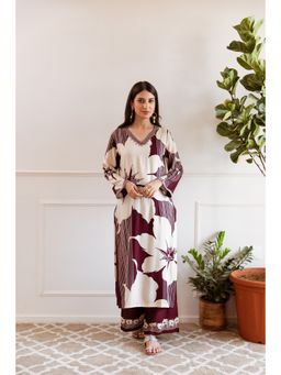 Nehamta - Women Maroon Rayon Straight Cut Kurta with Palazzo