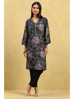 Rangriti - Women Black Straight Rayon Kurta