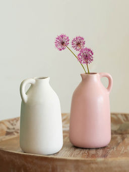 ExclusiveLane - Blush Rose Decorative Ceramic Vases