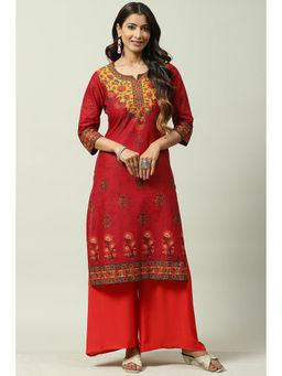 Biba - Red Straight Kurta