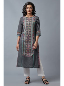 W - Grey Geometric Kurta