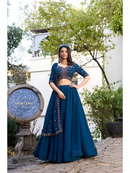 LooknBook Art - Graceful Georgette Stitched Lehenga with Dupatta & Unstitched Blouse (Set of 3)