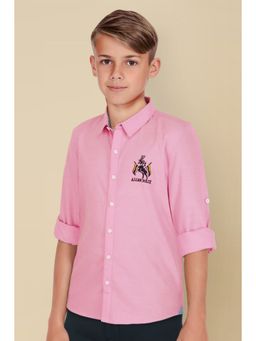 Allen Solly - Boys Pink Slim Fit Solid Casual Shirt