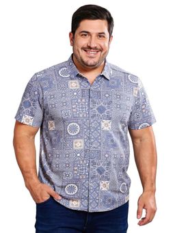 BULLMER - Men Blue Cotton Printed Shirt