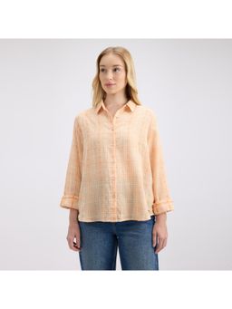 Pepe Jeans - Women Orange Pure Cotton Checks Shirt