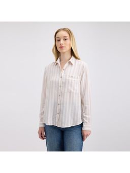 Pepe Jeans - Women Beige Pure Cotton Stripes Shirt