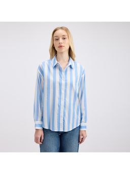 Pepe Jeans - Women Blue Pure Cotton Stripes Shirt