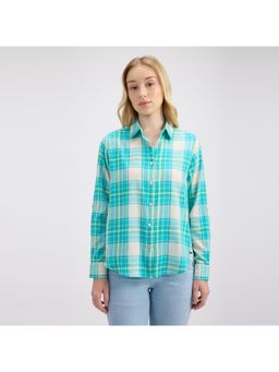 Pepe Jeans - Women Green Pure Cotton Checks Shirt