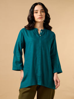 COTTONS DAILY - Classic Linen Teal Green Kurti