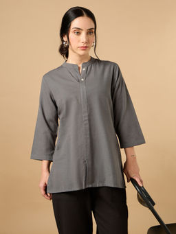 COTTONS DAILY - Classic Linen Grey Kurti