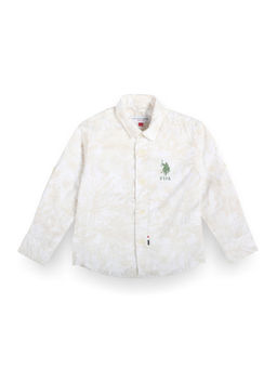 U.S. POLO ASSN. - Boys Printed Cotton Shirt Beige