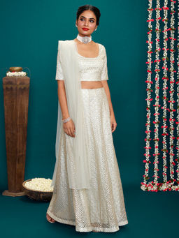 Gajra Gang - Pataka Mint Green Crop Top With Skirt And Dupatta (Set of 3)