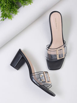 Bruno Manetti - Womens Sandal Heels Slip On Square Toe Black