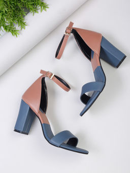 Bruno Manetti - Womens Sandal Heels Buckle Round Toe Blue