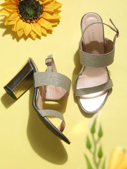 Bruno Manetti - Womens Sandal Heels Buckle Round Toe Gold