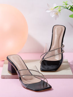 Bruno Manetti - Womens Sandal Heels Slip On Square Toe Black