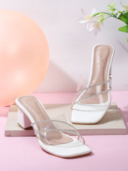 Bruno Manetti - Womens Sandal Heels Slip On Square Toe White