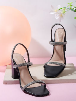 Bruno Manetti - Womens Sandal Heels Slip On Square Toe Black