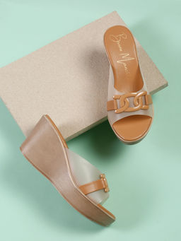 Bruno Manetti - Womens Wedges Slip On Round Toe Tan
