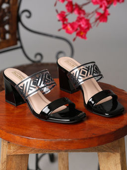 Bruno Manetti - Womens Sandal Heels Slip On Square Toe Black