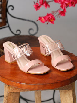 Bruno Manetti - Womens Sandal Heels Slip On Square Toe Nude