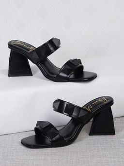 Bruno Manetti - Womens Sandal Heels Slip On Square Toe Black