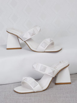 Bruno Manetti - Womens Sandal Heels Slip On Square Toe White