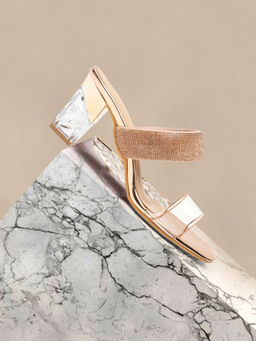 Bruno Manetti - Womens Sandal Heels Slip On Square Toe Rose Gold